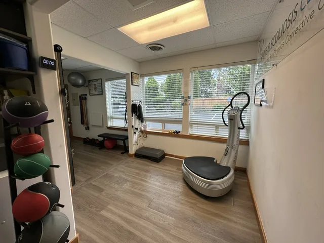 Power plate in the exercise area at Spine and Scoliosis Clinic